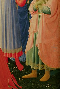 (detail) Altaarstuk van Santa Trinita, lijst en pinakels door Lorenzo Monaco