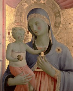 Detail van de Maagd en het Kind van het Annalena Altaarstuk door Fra Angelico