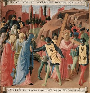 Geschiedenis van het leven van Christus: de beklimming naar Calvarie, het dragen van het kruis door Fra Angelico