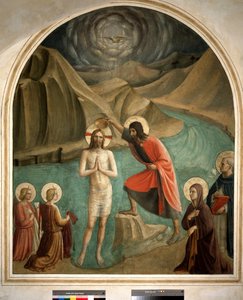 De doop van Christus door Sint Johannes de Doper - fresco door Guido di Pietro