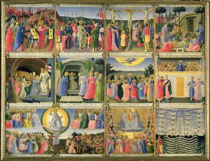 Scènes uit de Passie van Christus en het Laatste Oordeel, oorspronkelijk laden van een kast die zilver opsloeg, c.1450-53 (tempera op paneel)
