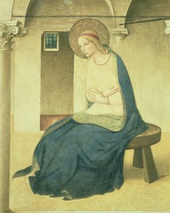 De Annunciatie, detail van de Maagd, ca. 1438-45 (detail)