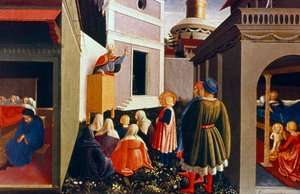 De roeping van St. Nicolaas, 1437 door Fra Angelico