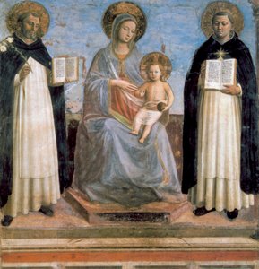 Maagd en kind met St. Antonius van Padua en St. Thomas van Aquino, vroege 15e eeuw