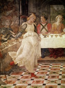 Salome danst op het Feest van Herodes, detail van de fresco cyclus van de Levens van de HH. Stefanus en Johannes de Doper uit de hoofdkapel, 1452-64