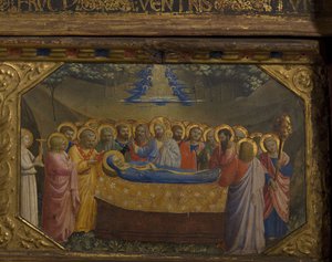 De dood van de Maagd De Annunciatie retabel met 5 Predella scènes, 1430-1432 door Fra Giovanni Angelico da Fiesole