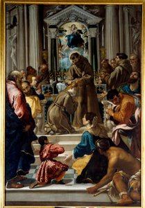 Sint Franciscus van Assisi knipt het haar van Sint Clara door Fra Semplice da Verona