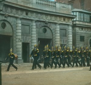 Wisseling van de wacht bij het paleis, Stockholm, Zweden