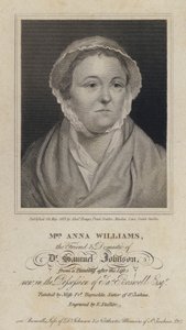 Anna Williams, Welshe dichter en vriend van Engelse schrijver Samuel Johnson (gravure) door Frances (after) Reynolds