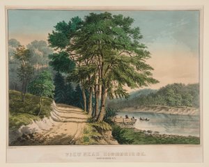 Uitzicht bij Highbridge. Harlem River, N.Y. door Frances Flora Bond Palmer