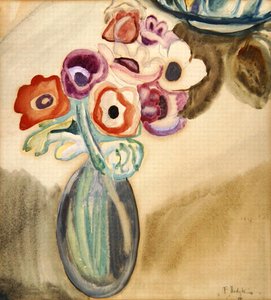 Kruik met bloemen door Frances Hodgkins