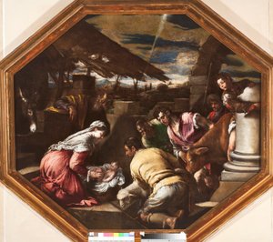 Aanbidding van de herders Schilderij door Francesco da Ponte genaamd Francesco Bassano