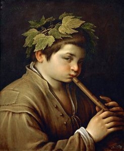 Jongen die fluit speelt - Francesco Bassano, de Jongere (1549-1592), ca. 1580-1585 door Francesco Bassano
