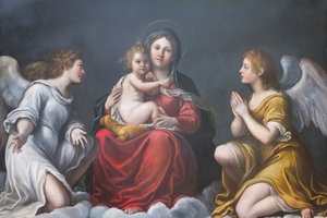 Madonna en Kind met Engelen door Francesco Albani