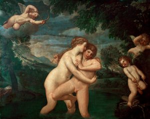 Salmacis in het bad afgewezen door Hermafrodiet