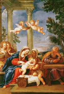 De Heilige Familie met Sint Elizabeth en Sint Johannes de Doper, ca. 1645-50 door Francesco Albani