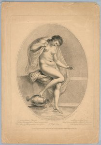 Een naiad (vrouw die in een bad stapt)