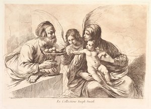 Heilige Familie met een engel die fruit aanbiedt aan het Christuskind: Raccolta di alcuni disegni..., 1764