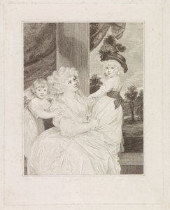 Portret van Jane Stanhope met haar twee kinderen door Francesco Bartolozzi