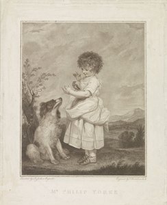 Portret van Philip Yorke met hond en vogel door Francesco Bartolozzi
