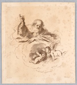 De Almachtige in de wolken, met twee jongensengelen door Francesco Bartolozzi