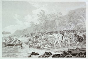 De dood van kapitein Cook, c.1783 (gravure) door Francesco Bartolozzi