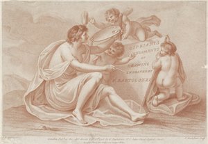 Titelprent met personificatie van de schilderkunst (Ciprianis beginselen van het tekenen) (Ciprianis rudiments of drawing) (series title) door Francesco Bartolozzi