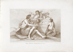 Titelprent met personificatie van de schilderkunst door Francesco Bartolozzi