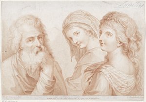 Twee jonge vrouwen en een oude man Ciprianis beginselen van het tekenen