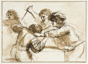 Twee mannen doden Amnon terwijl een ander vlucht door Francesco Bartolozzi