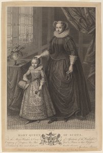 Maria, Koningin van Schotland door Francesco Bartolozzi after Federico Zuccaro