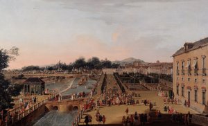 Ferdinand VI en Barbara van Braganza in de Tuinen van Aranjuez, 1756 door Francesco Battaglioli