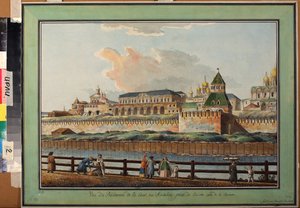 Uitzicht op het Kremlin-paleis in Moskou vanaf de oever van de Moskva