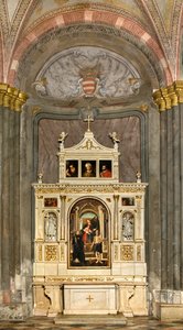Noord Transept, Altaar van Sint Nicolaas, Amigone en Broeder Mabila 1495, Madonna op de Troon en Kind Sint Anna Heiligen Nicolaas van Tolentino en Hiëronymus, Francesco Casella 1510 door Francesco Casella