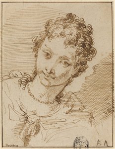 Elegante Jonge Vrouw met een Parelketting door Francesco Fontebasso