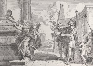 Het offer van Polyxena, uit Bacchanalen en Geschiedenissen, 1744 door Francesco Fontebasso