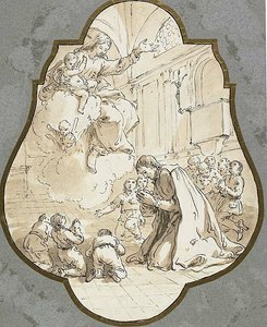 De verschijning van de Maagd aan Filippo Neri en zijn leerlingen door Francesco Fontebasso