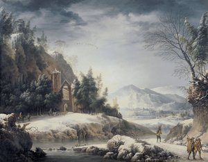 Winterlandschap met figuren