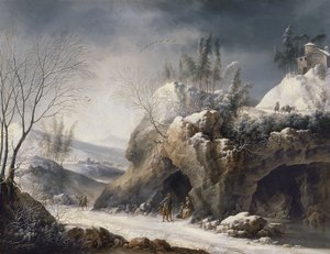 Winterlandschap met een paseantenfamilie