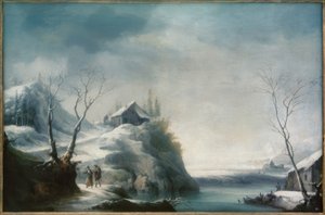 Winterlandschap met reizigers
