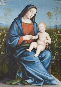 Madonna en Kind in de rozentuin, Raibolini Francesco genaamd Francesco Francia