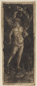Cherub op een Vaas met Inscriptie: 