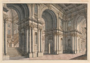 Toneelontwerp: Paleisinterieur door Francesco Galli Bibiena
