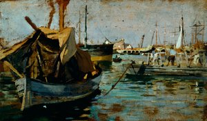 Aan het werk in de haven van Livorno (Leghorn) door Francesco Gioli