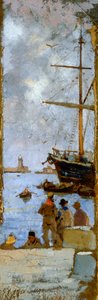 Uitzicht op de haven van Livorno door Francesco Gioli