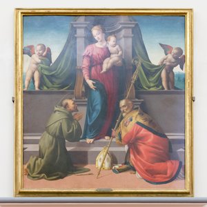 Madonna en kind met Sint Franciscus en Zenobius