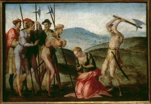 Het martelaarschap van een vrouwelijke heilige (paneel) door Francesco Granacci