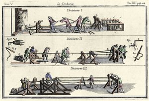 Een touwslagerij gravure in 