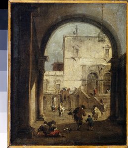 Venetiaans Capriccio: uitzicht op een plein en een paleis