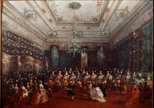 Galaconcert in het Casino dei Filodrammatici in Venetië door Francesco Guardi